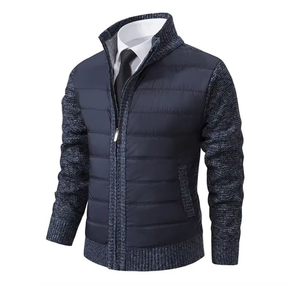 Benedetto Gebreid Gewatteerd Vest - Donkerblauw
