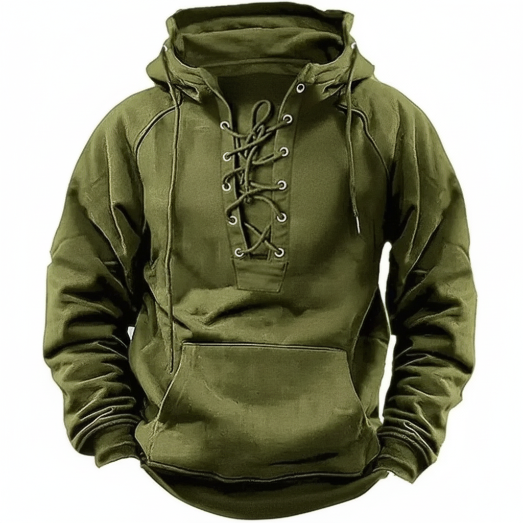 Leone Fleece Hoodie met Vetersluiting
