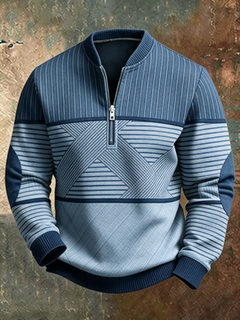 Domenico Blokpatroon Halfzip Trui