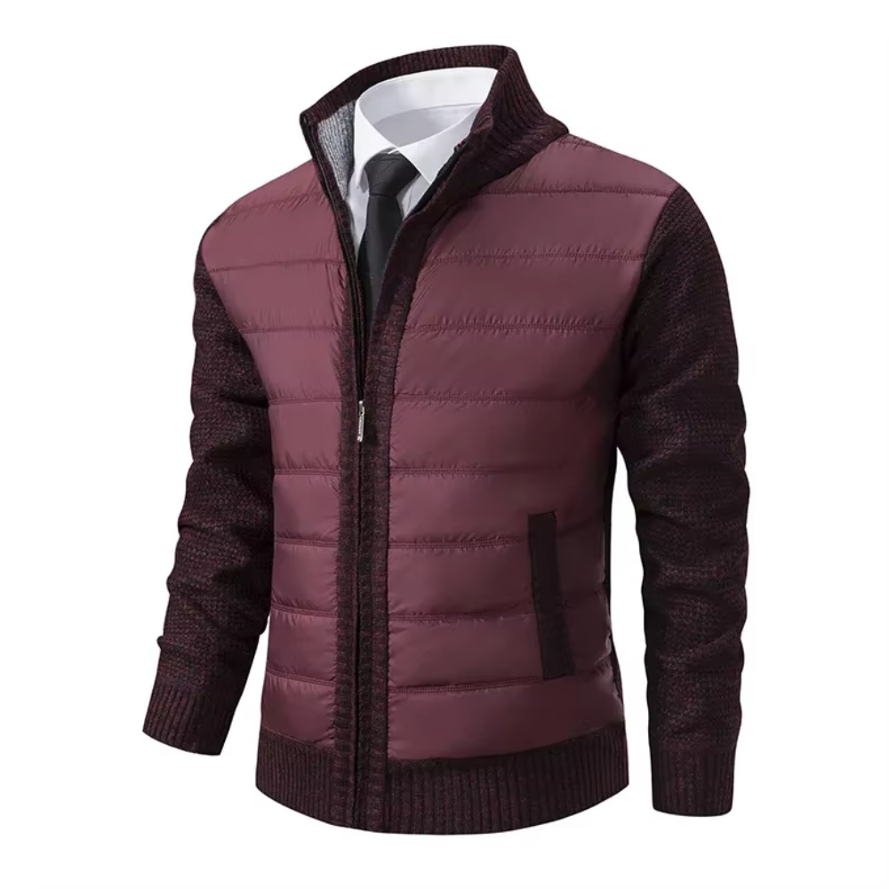 Benedetto Gebreid Gewatteerd Vest - Wijnrood