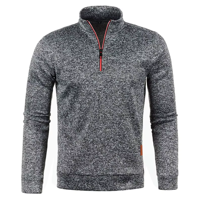 Guido Gemêleerde Halfzip Sweater - Donkergrijs