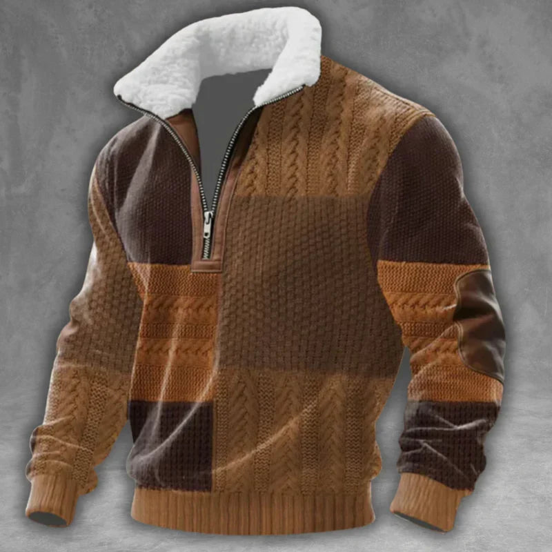 Alfonso Gebreide Halfzip Trui met Fleecekraag