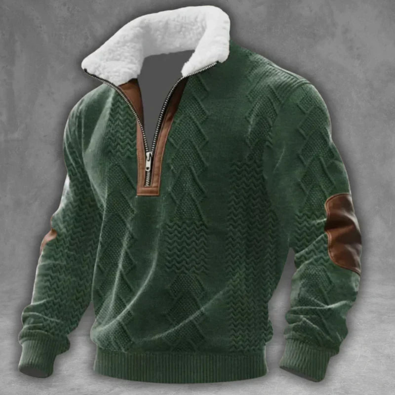 Alfonso Gebreide Halfzip Trui met Fleecekraag