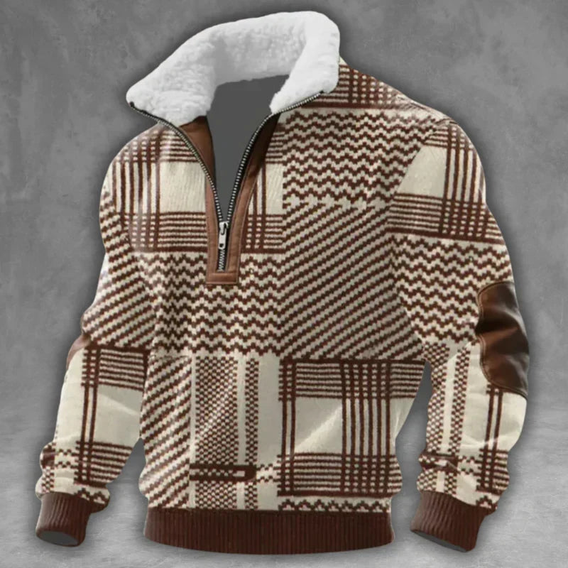 Alfonso Gebreide Halfzip Trui met Fleecekraag
