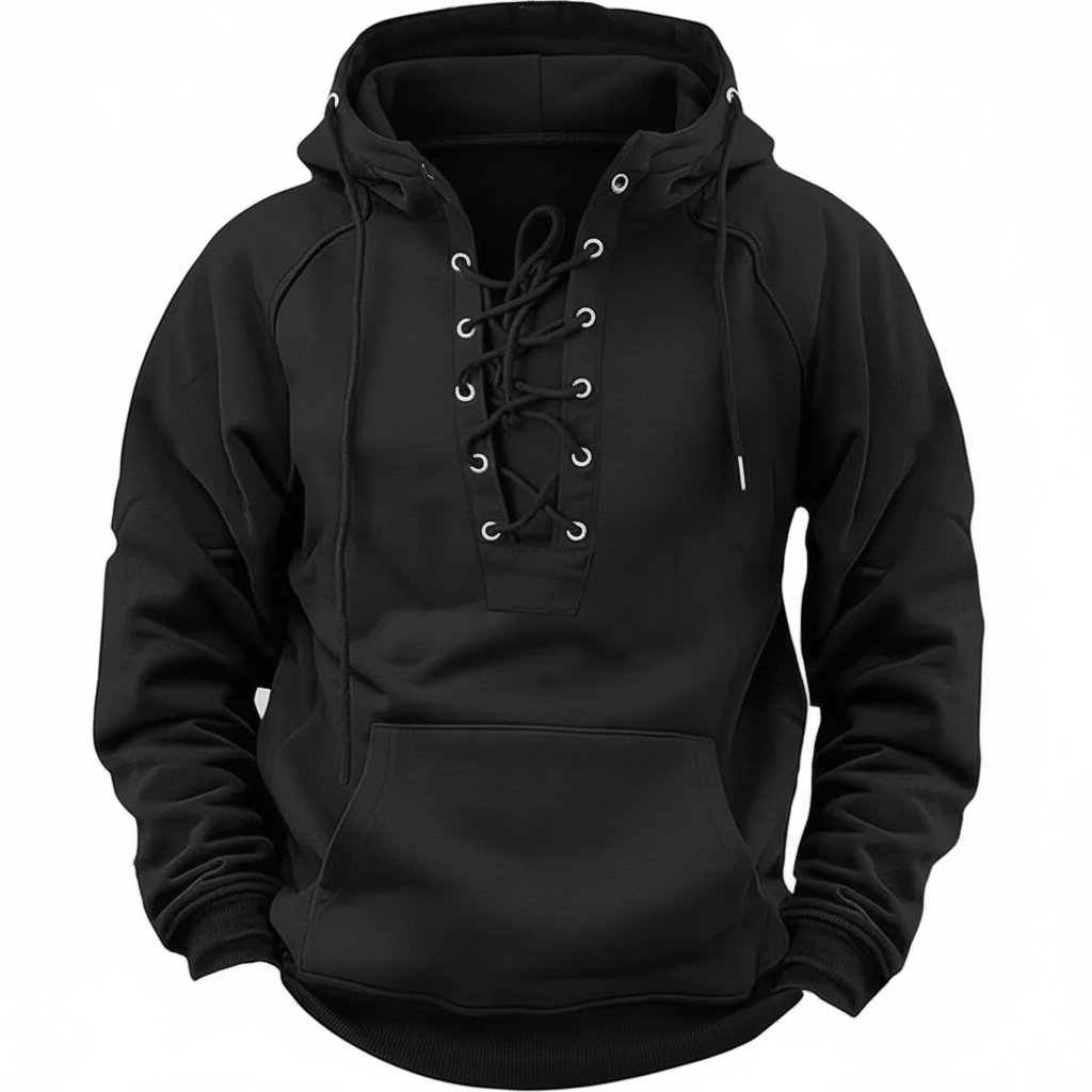Leone Fleece Hoodie met Vetersluiting