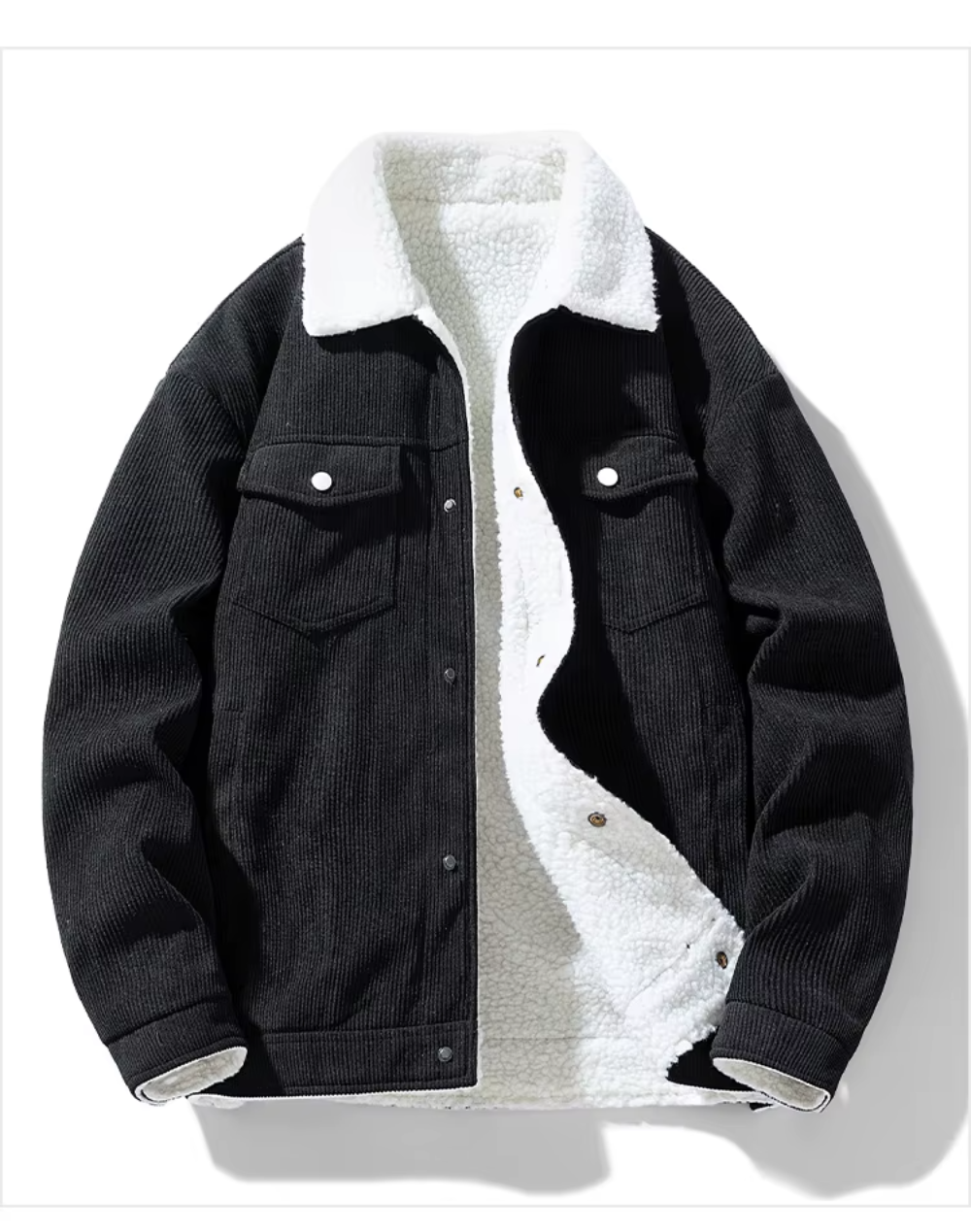 Enrico Corduroy Trucker Jack - Zwart