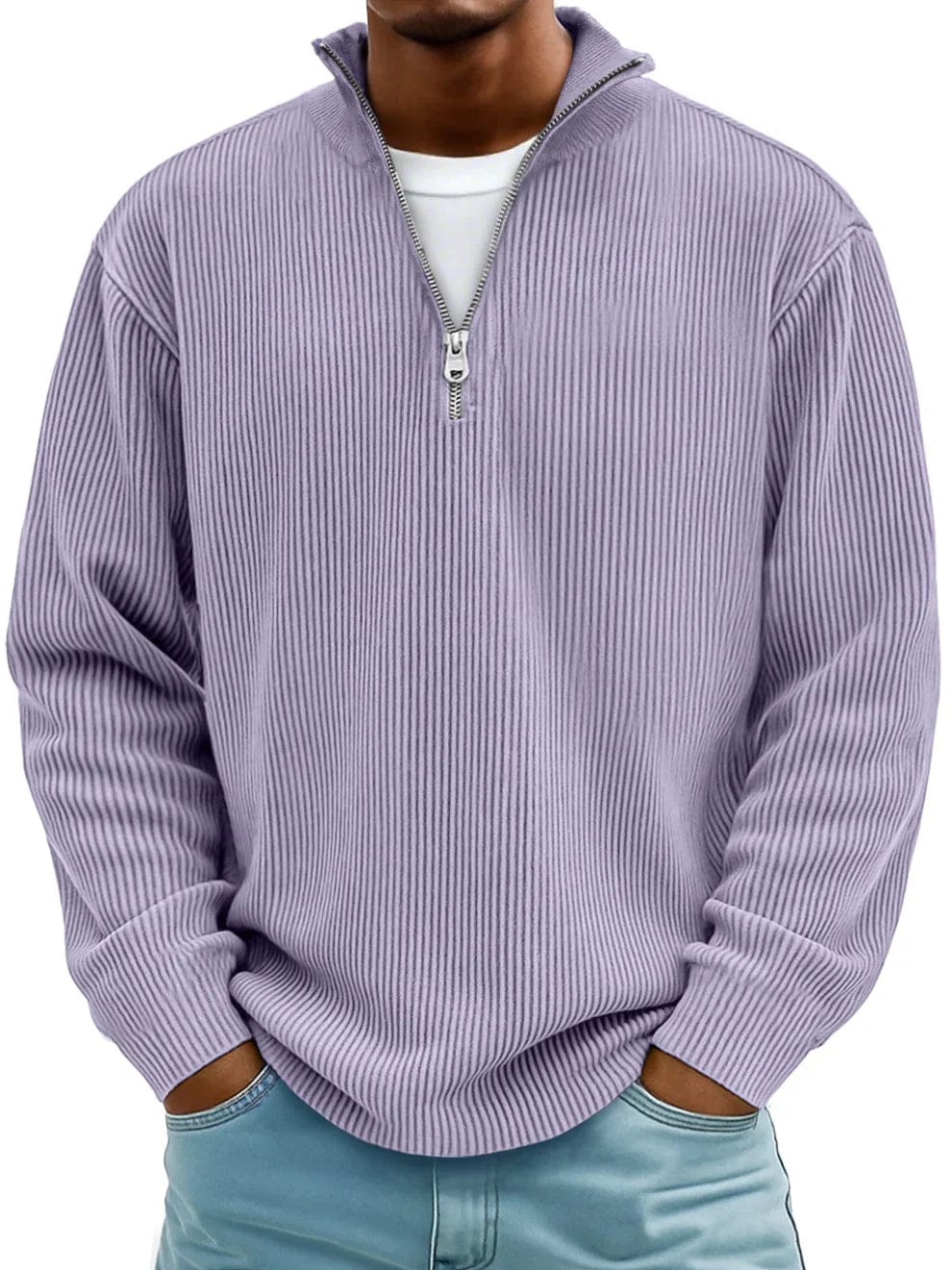 Celio Geribde Halfzip Trui
