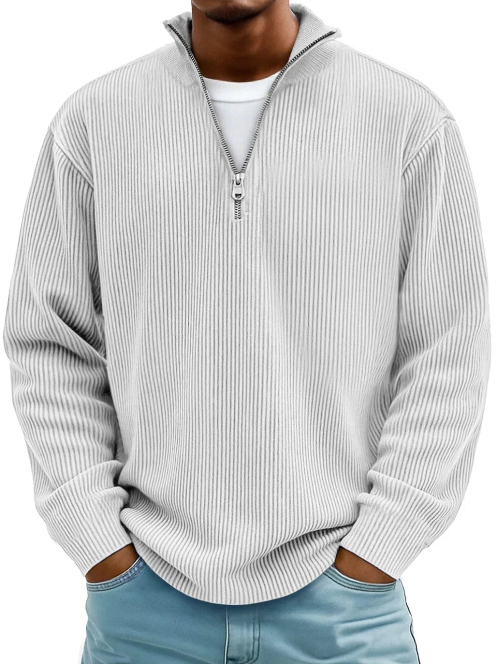 Celio Geribde Halfzip Trui