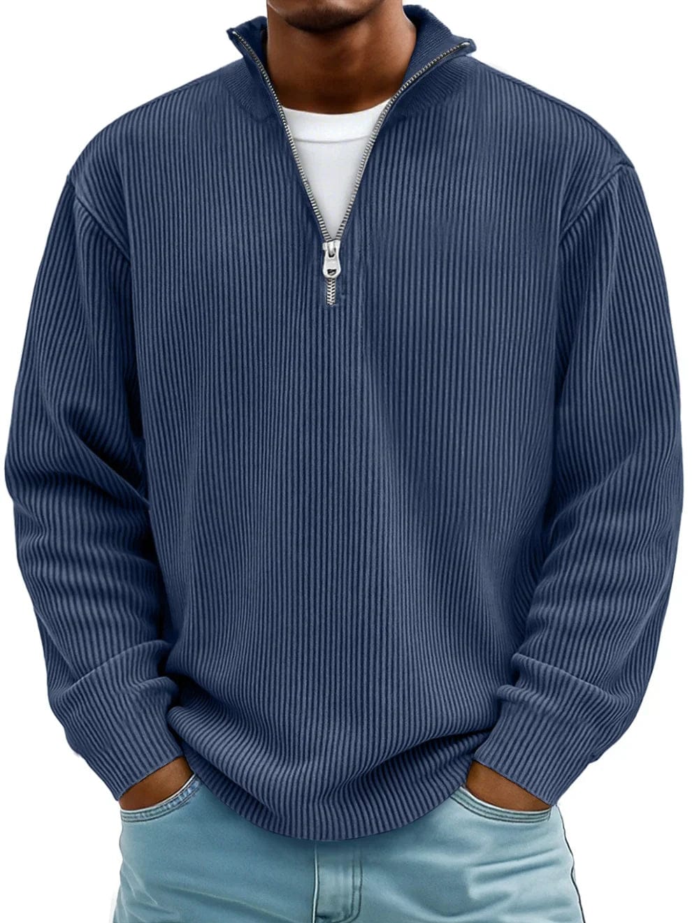 Celio Geribde Halfzip Trui