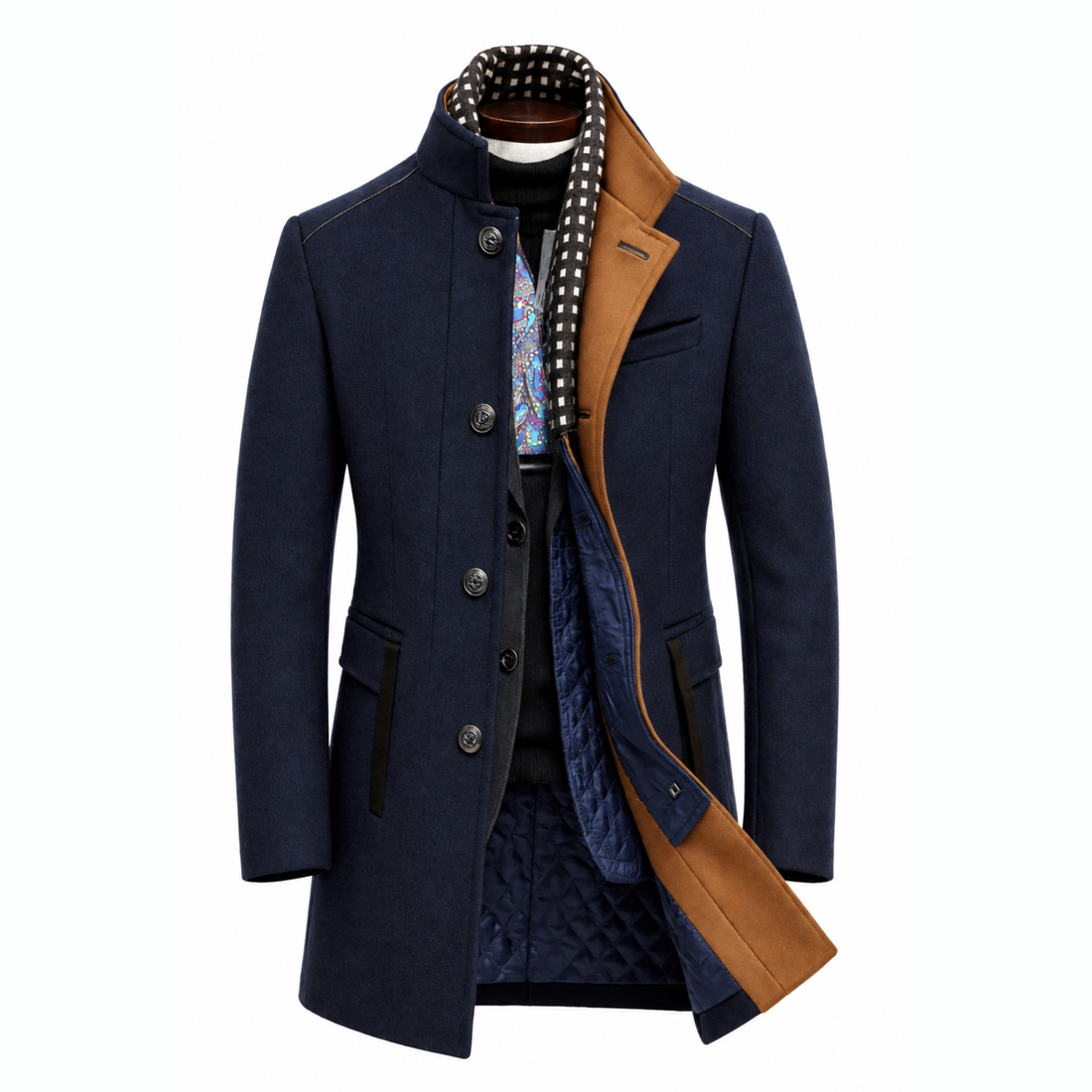Gustavo Wollen Overjas met Opstaande Kraag