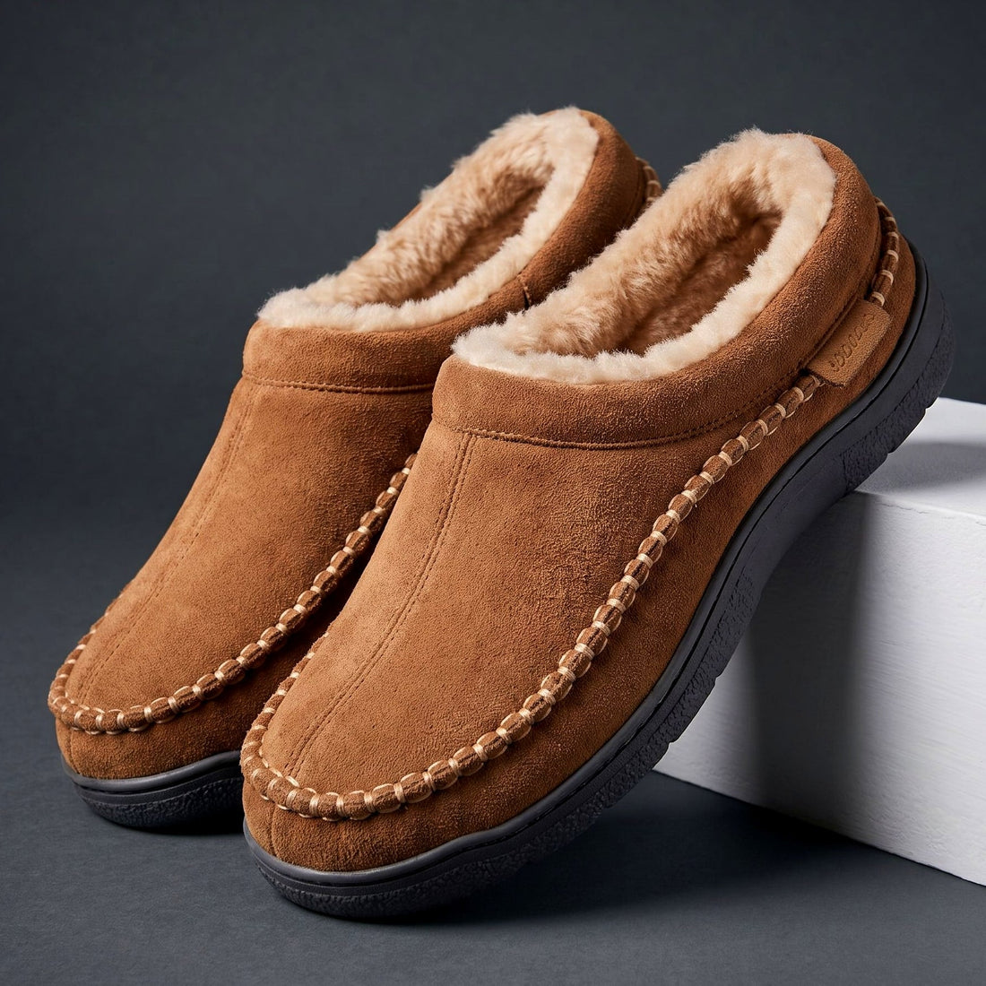 Nando Suède Pantoffels met Warme Voering