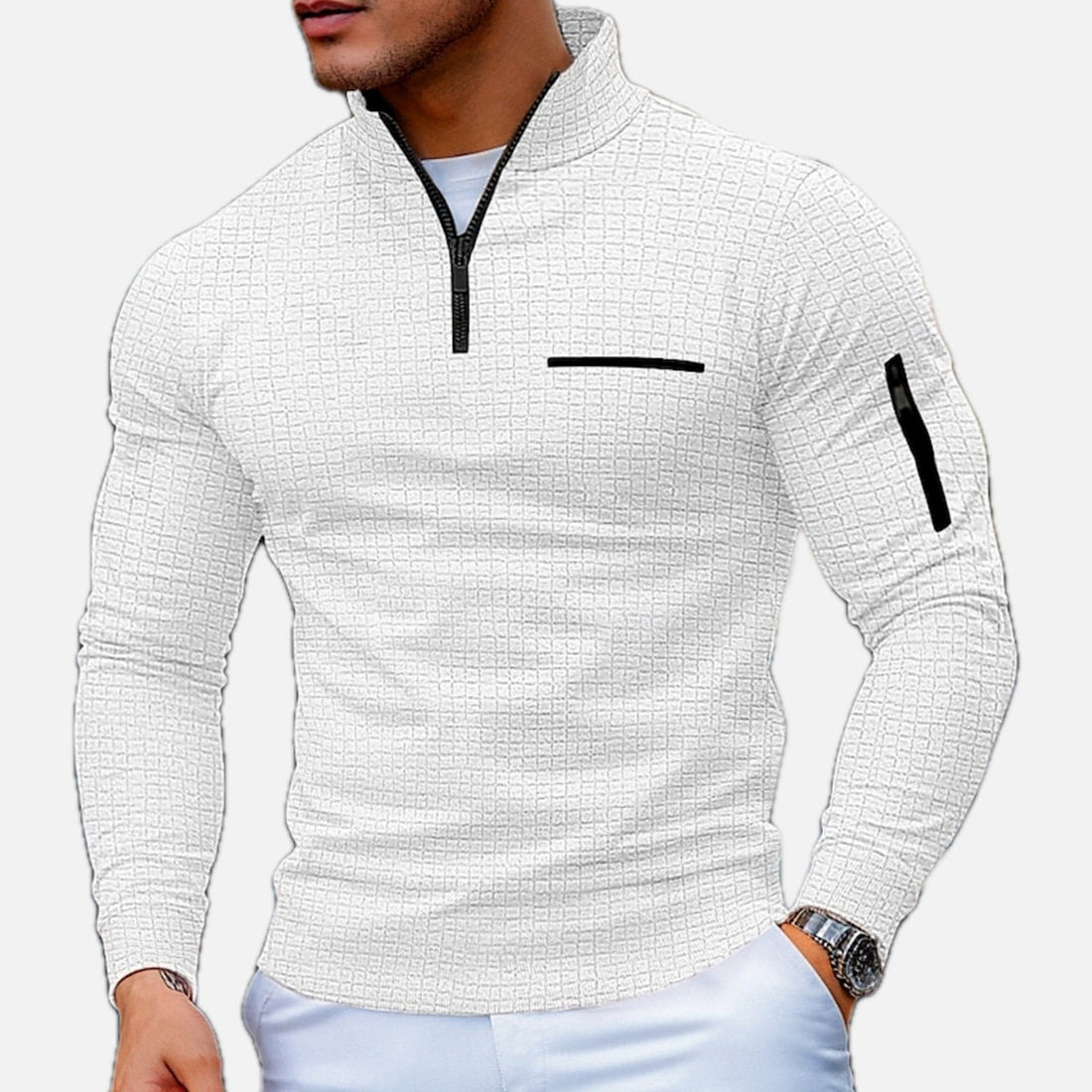 Vittore Gestructureerde Halfzip Sweater