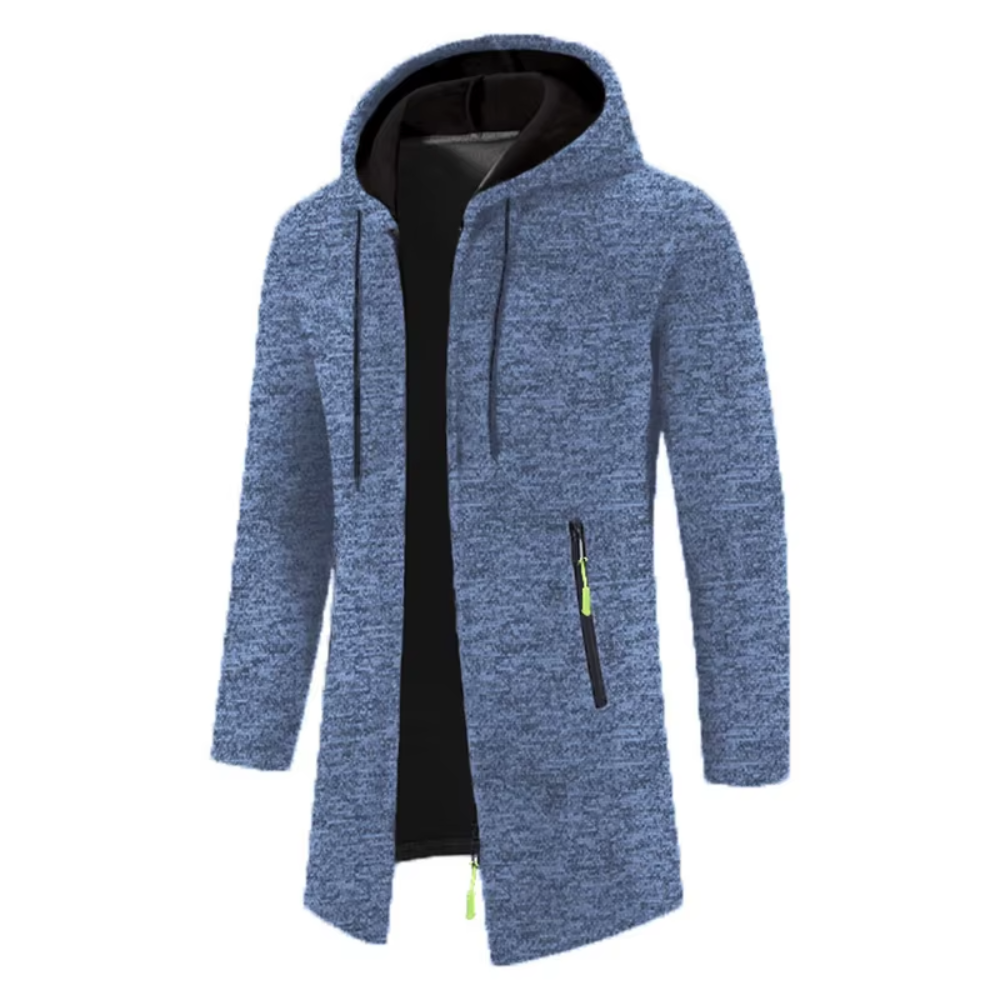 Nicolo Gebreid Vest met Capuchon - Blauw