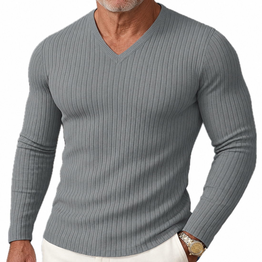 Severino Geribbelde Trui met V-hals