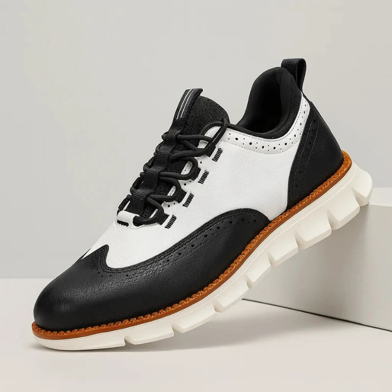 Dario Leren Brogue Sneaker Zwart-Wit