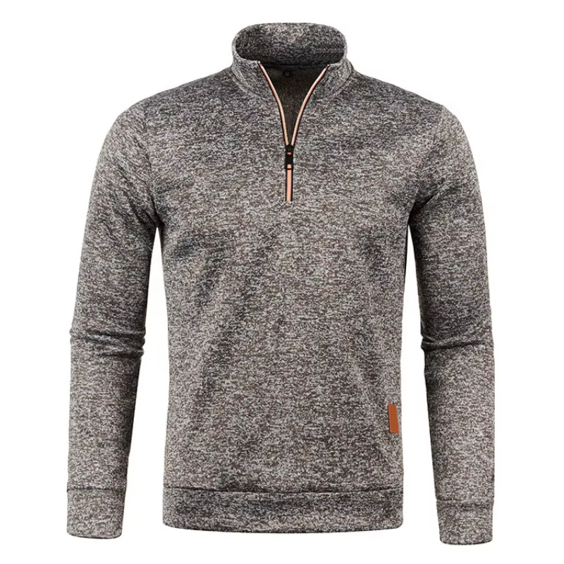 Guido Gemêleerde Halfzip Sweater - Bruin