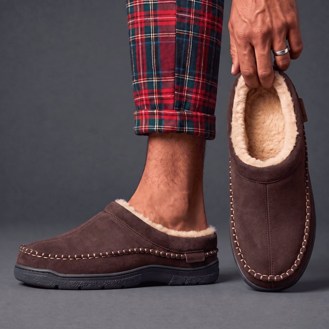 Nando Suède Pantoffels met Warme Voering