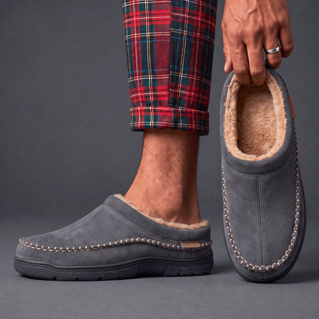 Nando Suède Pantoffels met Warme Voering