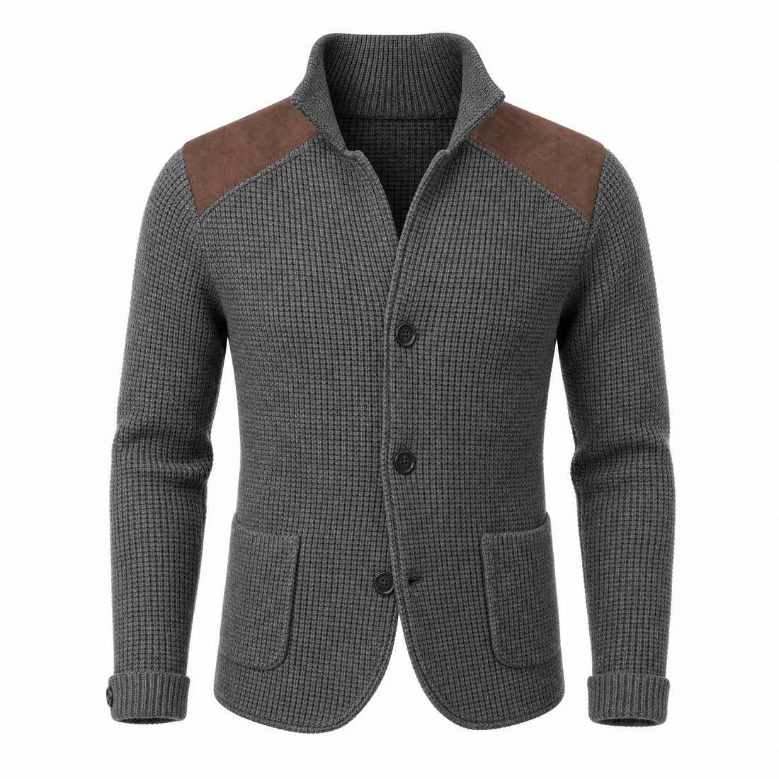 Ettore Gebreide Blazer met Suède Patches