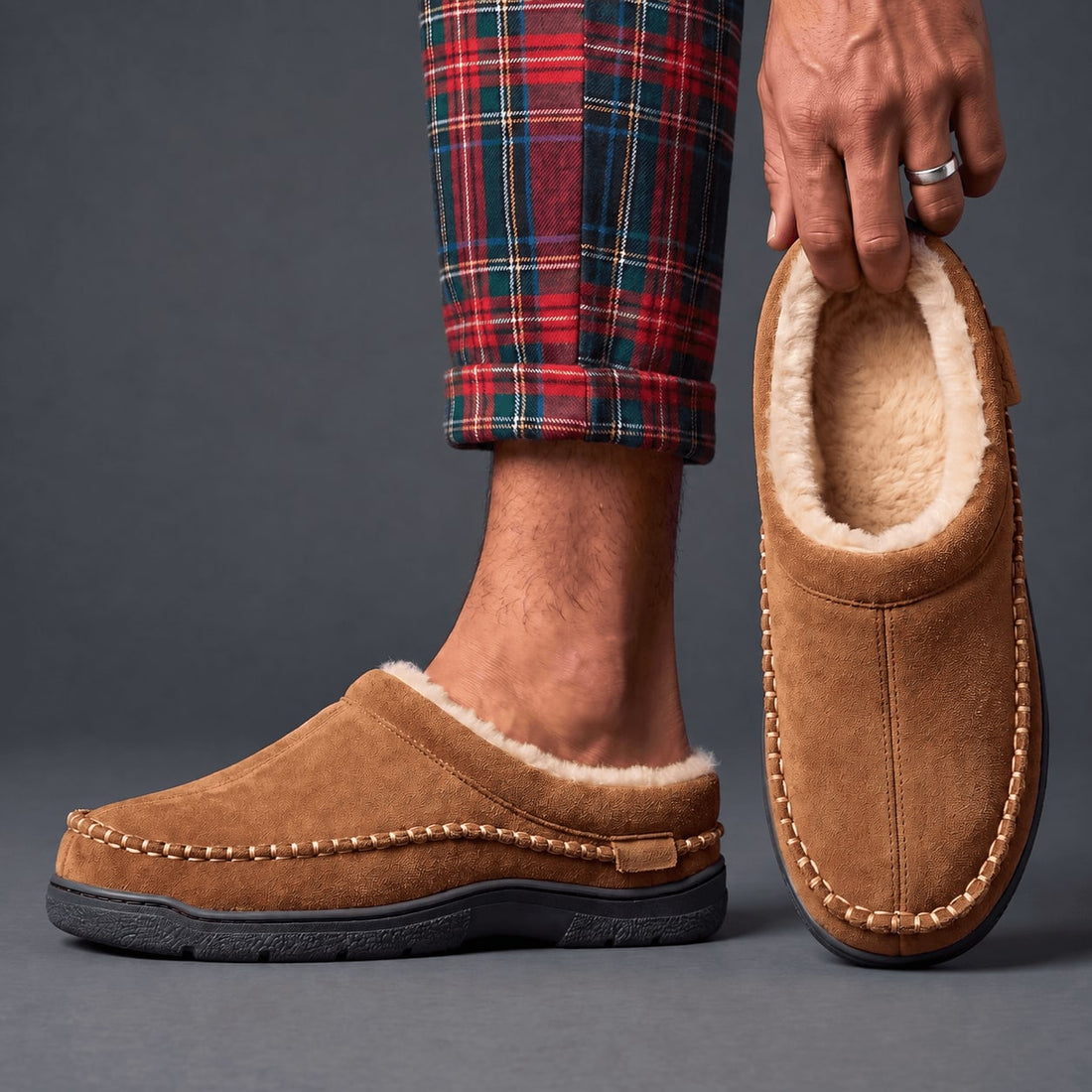 Nando Suède Pantoffels met Warme Voering