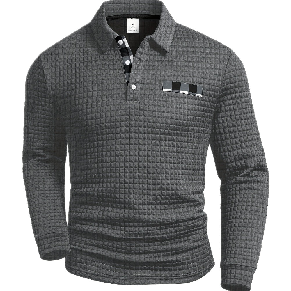 Franco Wafelgebreide Polo met Lange Mouwen