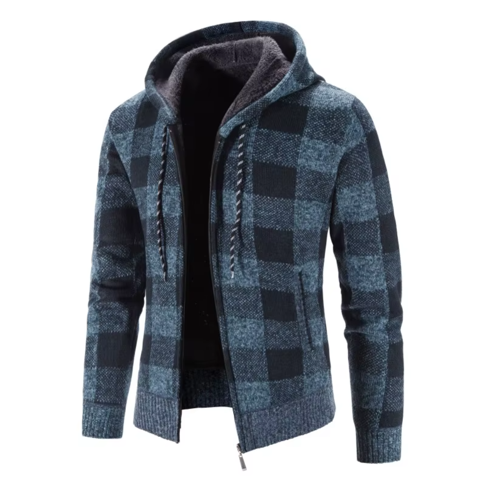 Duco Geruite Gebreide Hoodie - Blauw