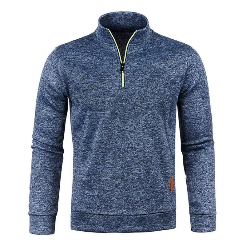Guido Gemêleerde Halfzip Sweater - Blauw