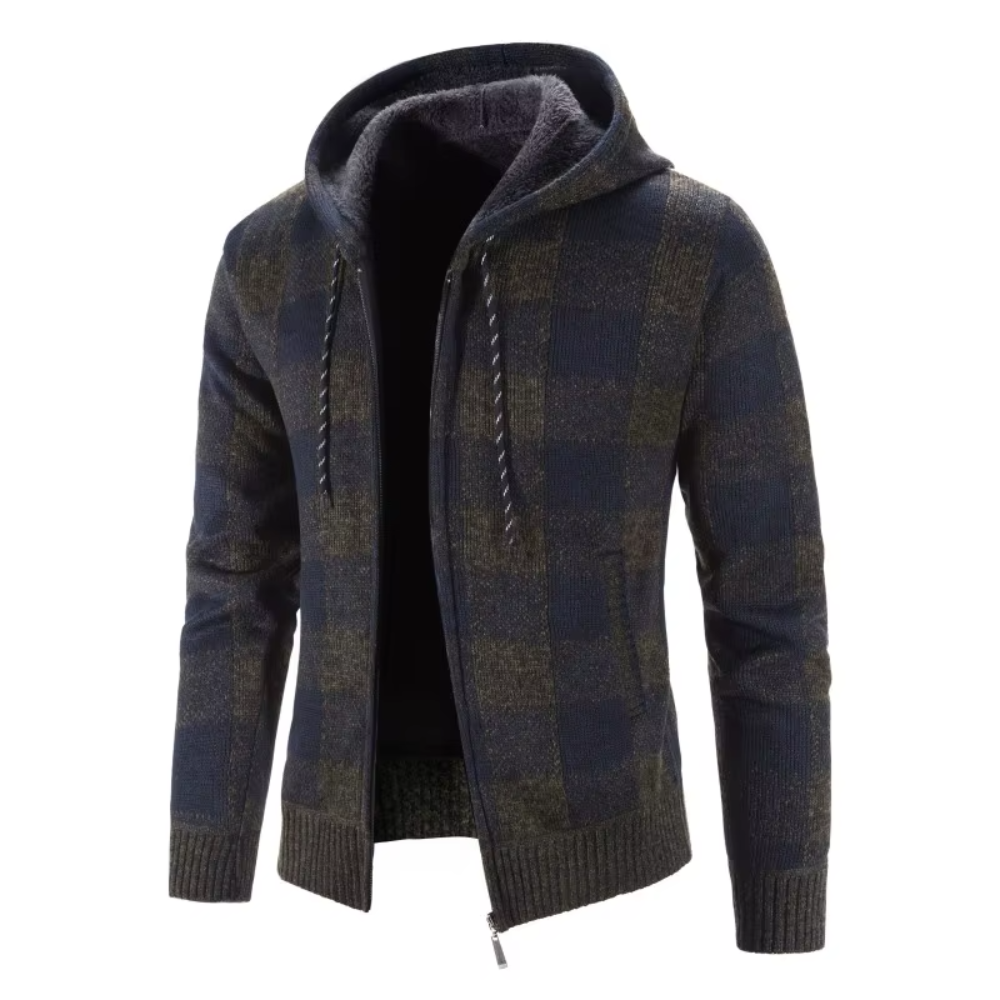 Duco Geruite Gebreide Hoodie - Legergroen