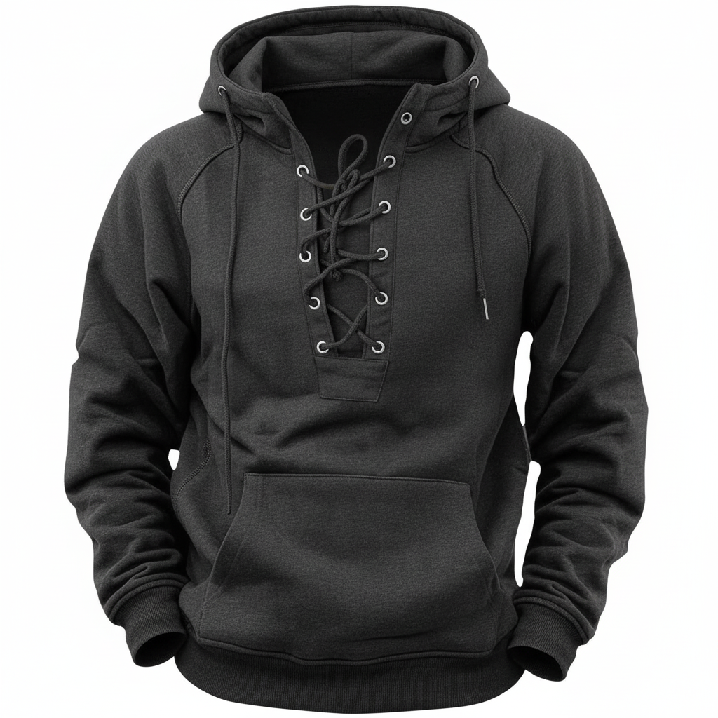 Leone Fleece Hoodie met Vetersluiting