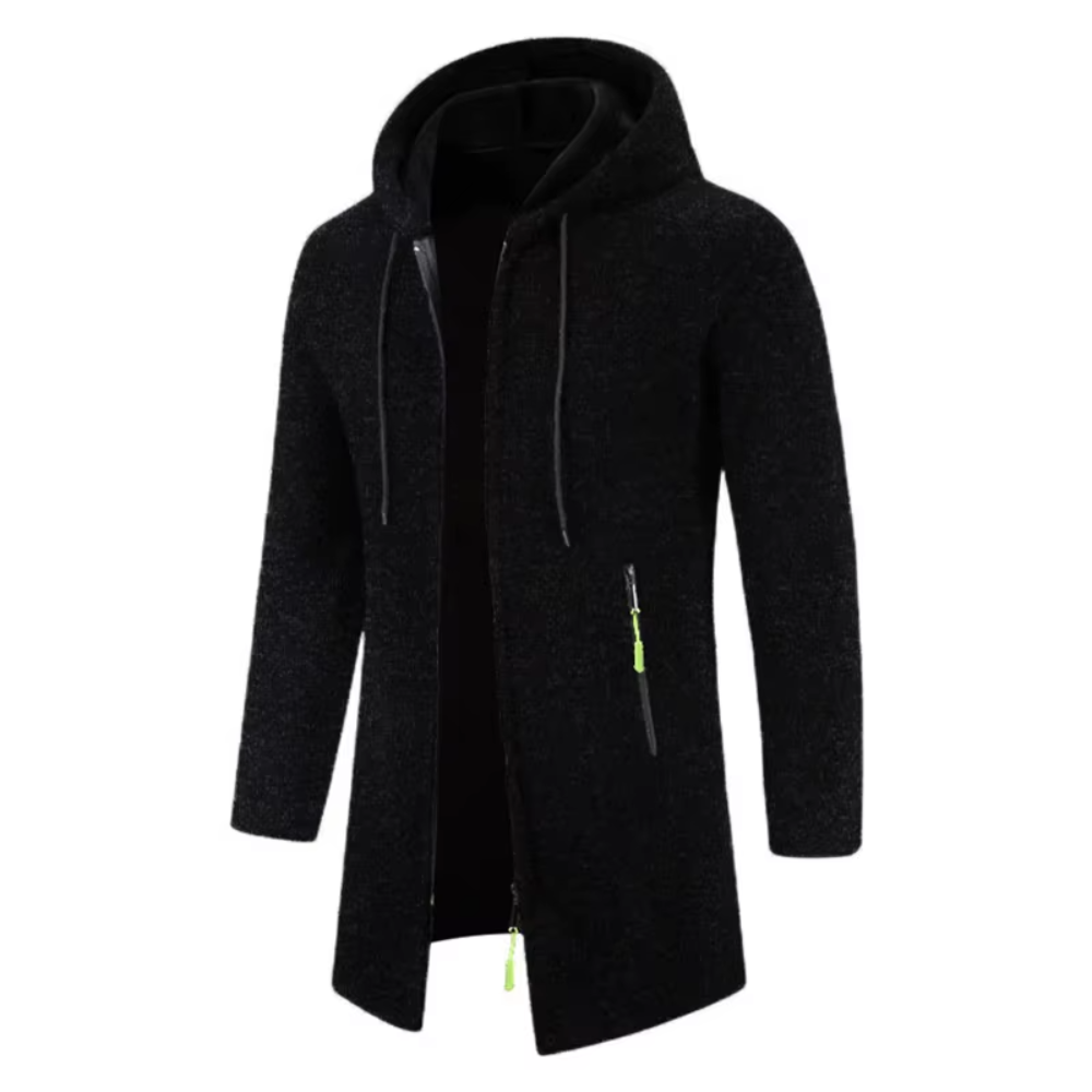 Nicolo Gebreid Vest met Capuchon - Zwart