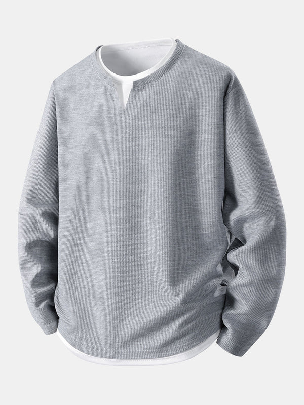 Luca Wafelgebreide Henleyshirt