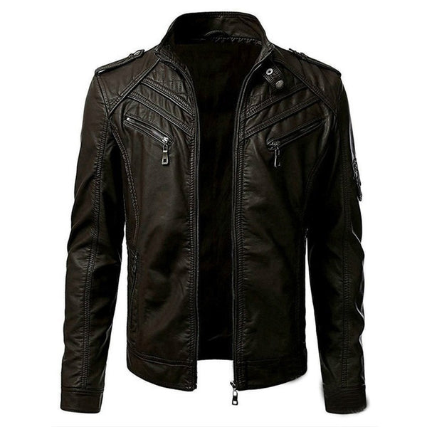Dino Leren Bikerjack met Stiknaad Details