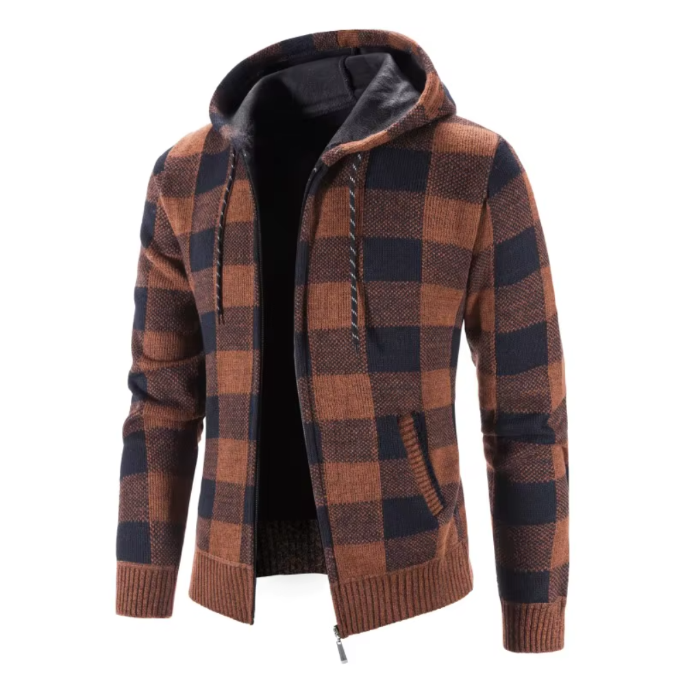 Duco Geruite Gebreide Hoodie - Bruin