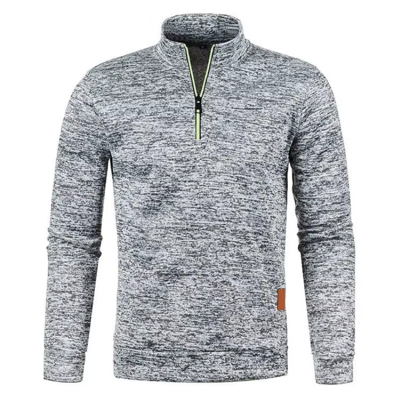 Guido Gemêleerde Halfzip Sweater - Grijs