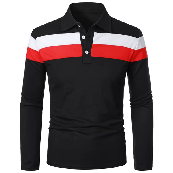 Valentino Katoenen Kleurblok Polo met Lange Mouwen