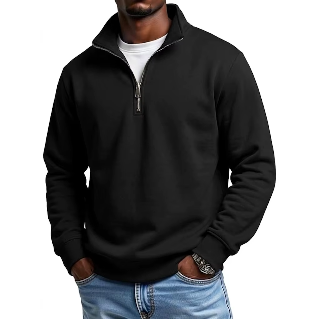 Osvaldo Fleece Halfzip Sweater - Zwart