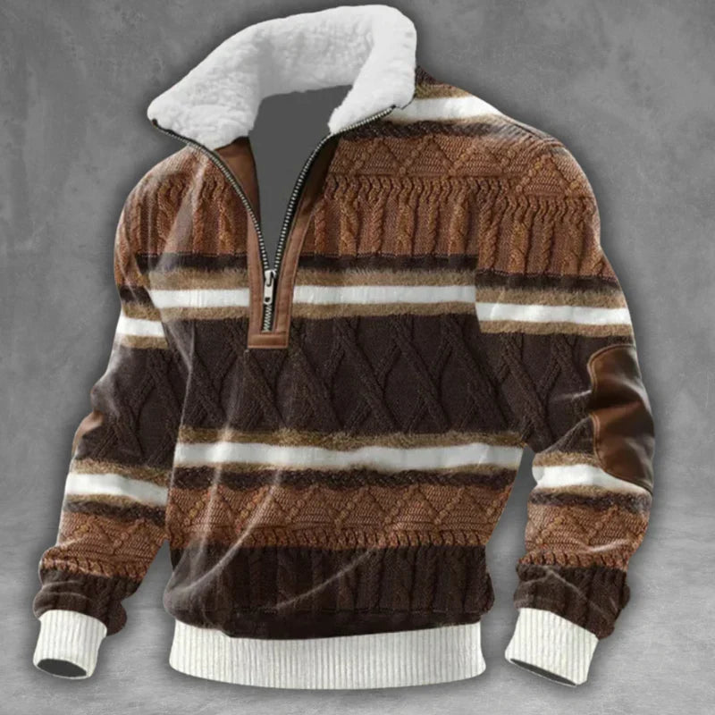 Alfonso Gebreide Halfzip Trui met Fleecekraag