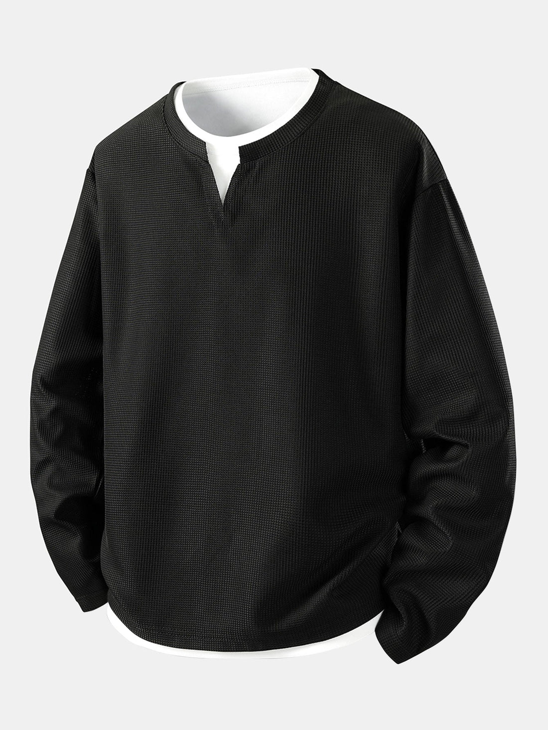 Luca Wafelgebreide Henleyshirt