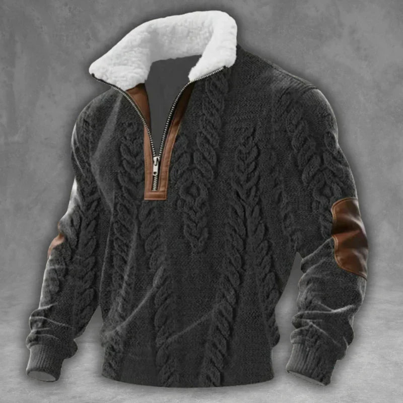 Alfonso Gebreide Halfzip Trui met Fleecekraag