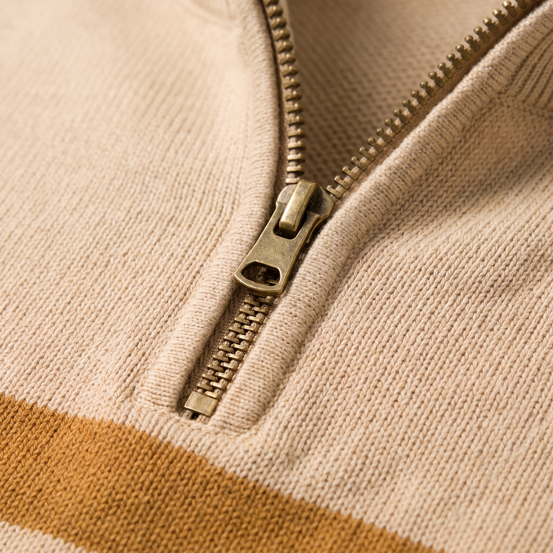 Fiorenzo Katoenen Halfzip Trui met Streep
