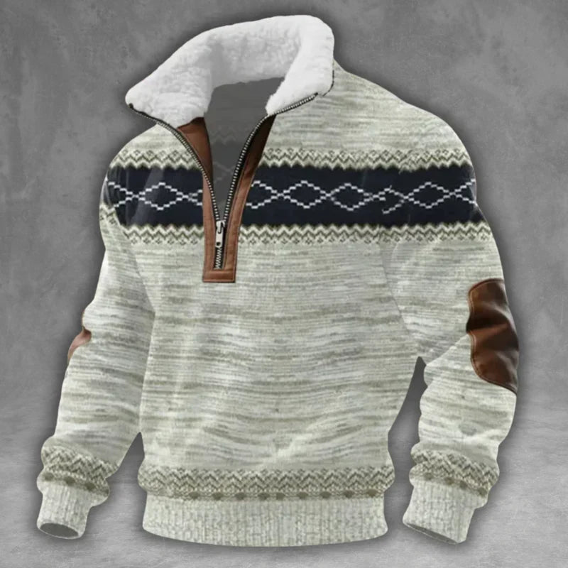 Alfonso Gebreide Halfzip Trui met Fleecekraag
