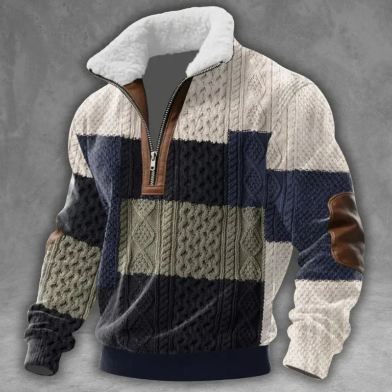 Alfonso Gebreide Halfzip Trui met Fleecekraag