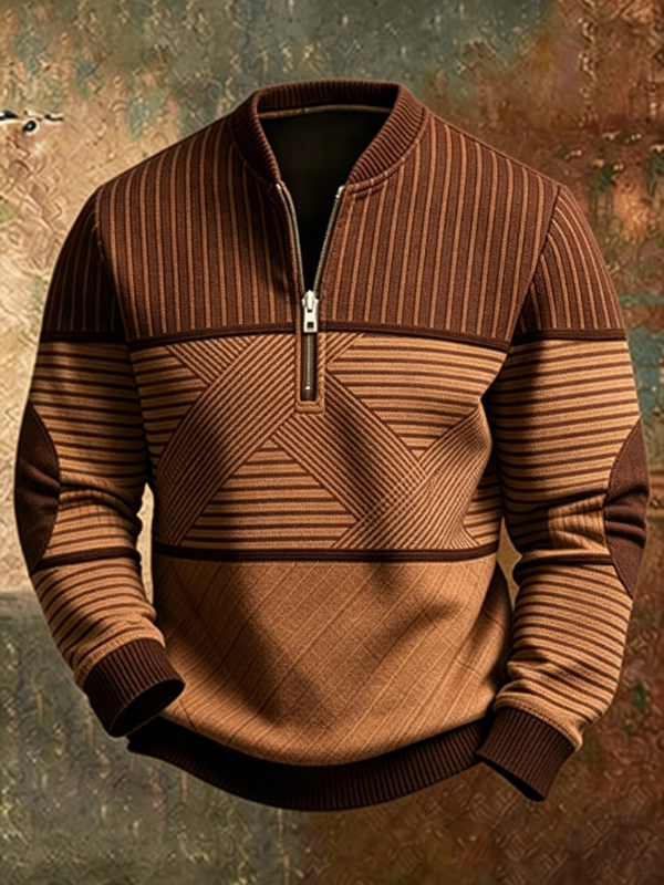 Domenico Blokpatroon Halfzip Trui