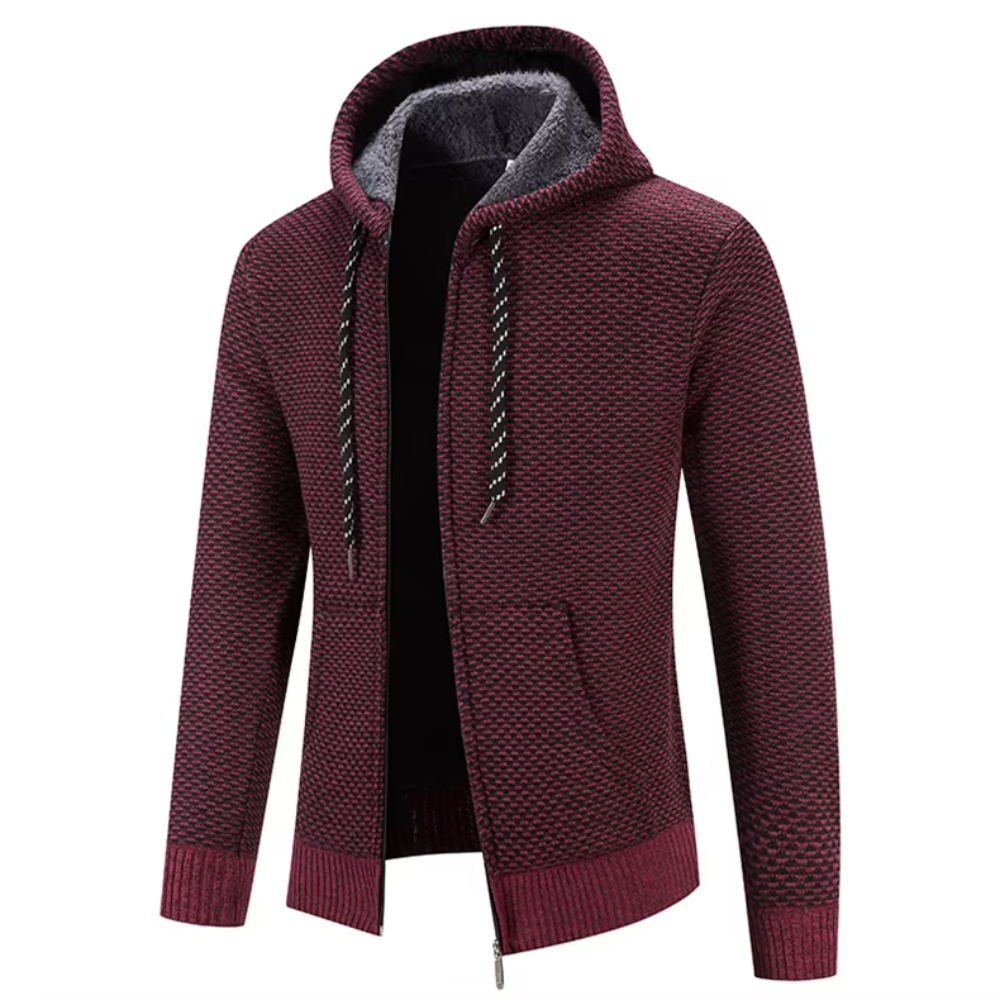 Orazio Gebreide Rits Hoodie - Bordeaux