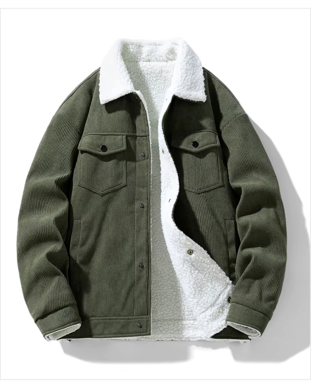 Enrico Corduroy Trucker Jack - Legergroen
