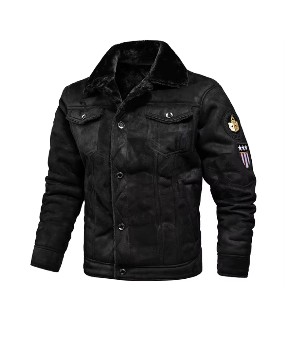 Savio Leren Trucker Jack met Sherpa Voering - Zwart