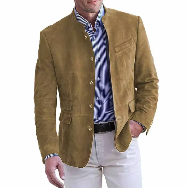 Vito Suède Blazer met Opstaande Kraag