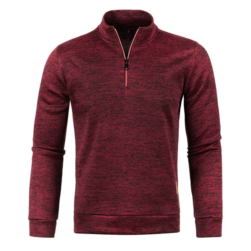 Guido Gemêleerde Halfzip Sweater - Rood
