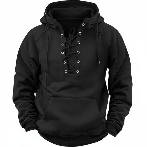 Leone Fleece Hoodie met Vetersluiting