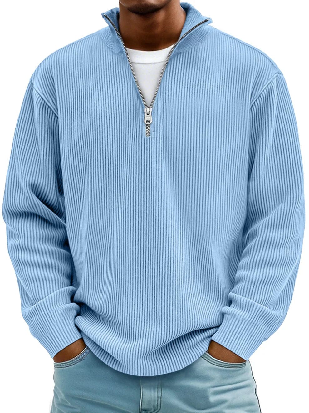 Celio Geribde Halfzip Trui